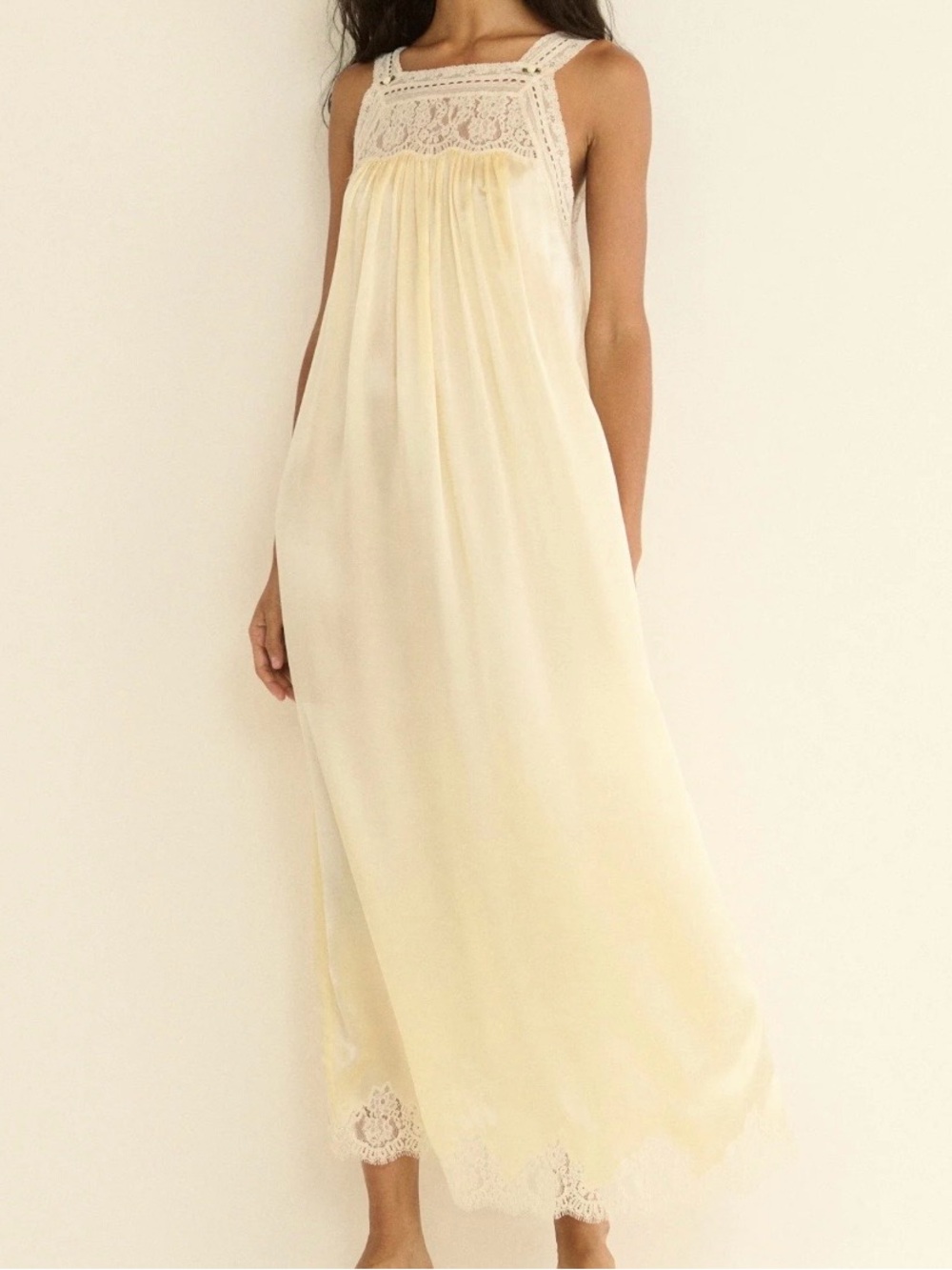 Doen Cream Lace-Trim Maxi vintage nightgown Dress